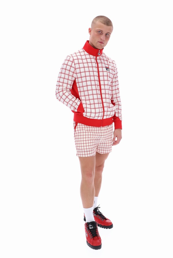 Red Fila Morgan Check Men Track Top | 0938AZLUR