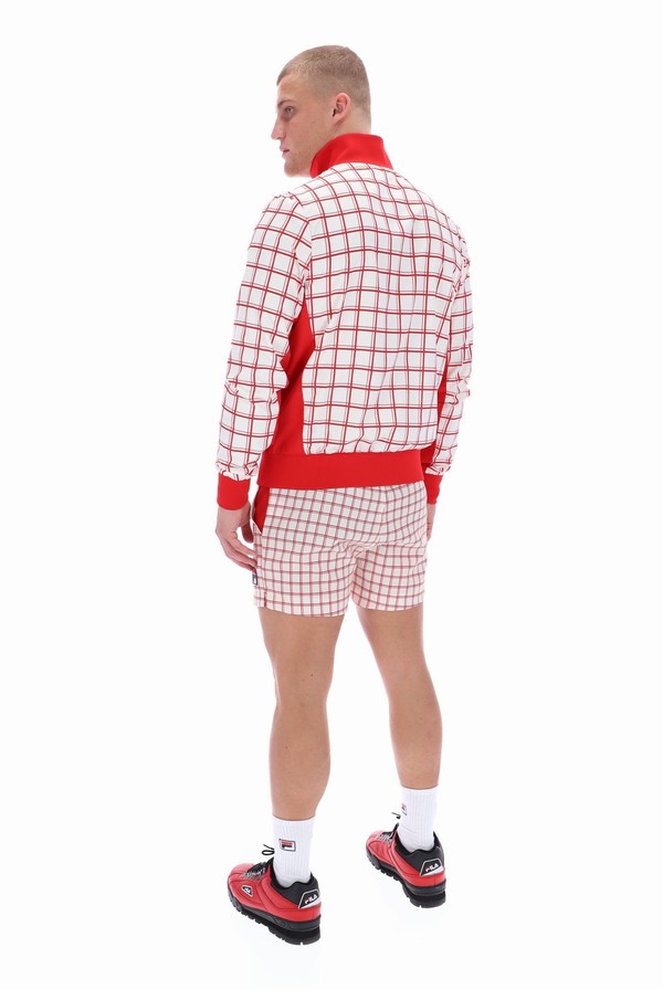 Red Fila Morgan Check Men Track Top | 0938AZLUR