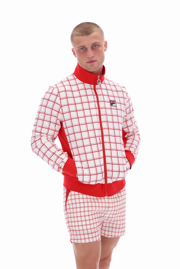 Red Fila Morgan Check Men Track Top | 0938AZLUR