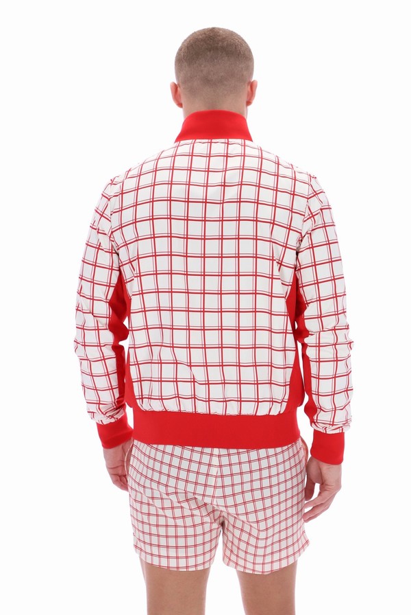 Red Fila Morgan Check Men Track Top | 0938AZLUR