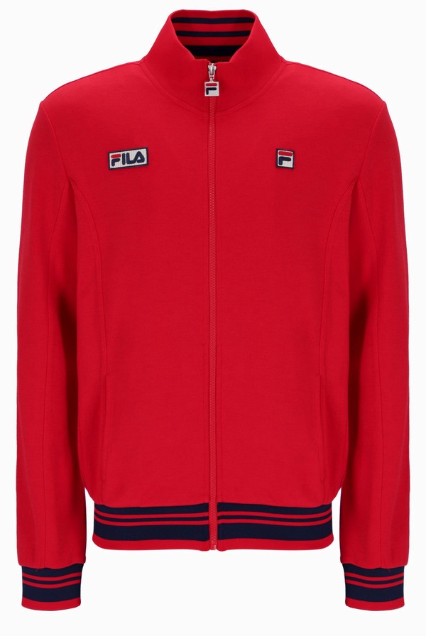Red / Navy Fila Jamie Settanta Men Track Top | 6507QMIZJ