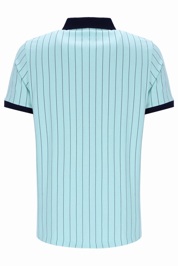 Turquoise / Navy Fila BB1 Classic Vintage Striped Men Polo Shirts | 2519QPUTV