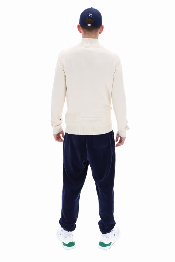 White Fila Alesi 1/4 Zip Up Knit Men Sweatshirts | 0328TADZX