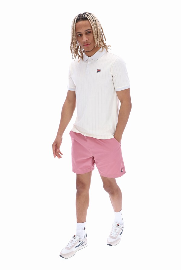 White Fila BB1 Classic Vintage Striped Men Polo Shirts | 9560MWSRU