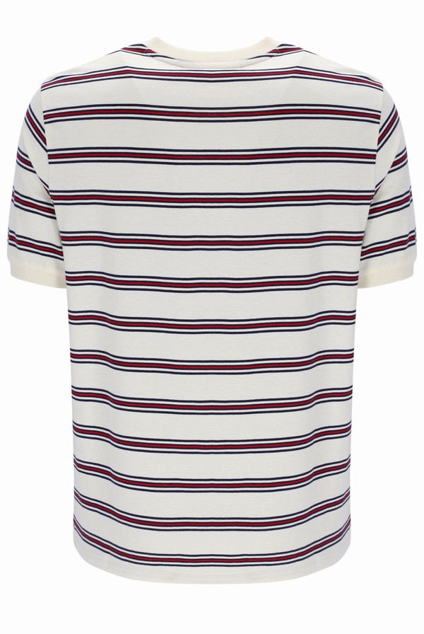 White Fila Bruno Striped Ringer Men T-shirts | 6012NKODS