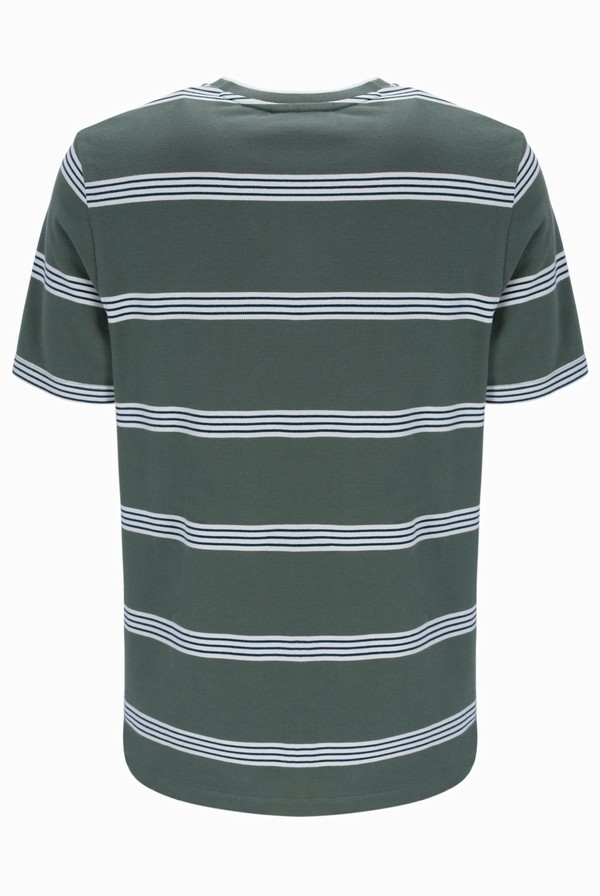 White Fila Chapman Yarn Dye Striped Men T-shirts | 9372GXLNR
