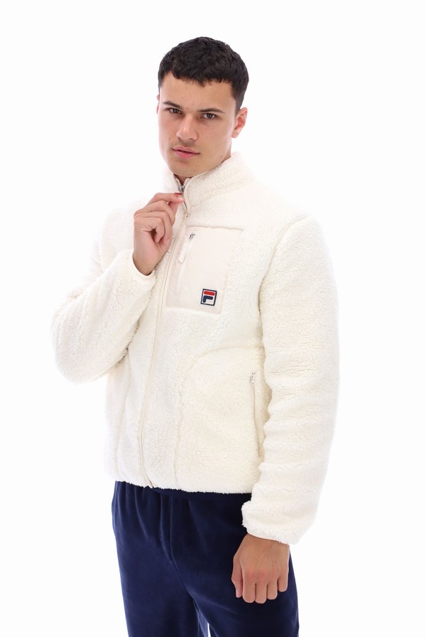 White Fila Cormac Tonal Zip Through Fleece Men Jackets | 7305EADCU