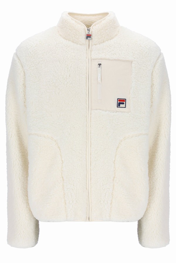 White Fila Cormac Tonal Zip Through Fleece Men Jackets | 7305EADCU