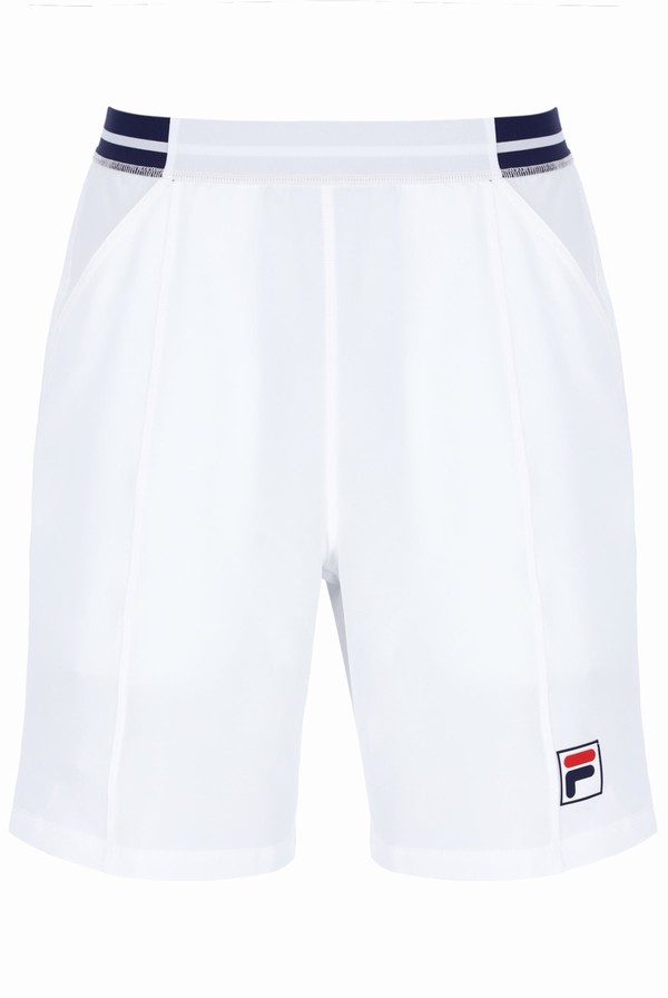 White Fila Heritage Stretch Woven Men Shorts | 5674QLZEU