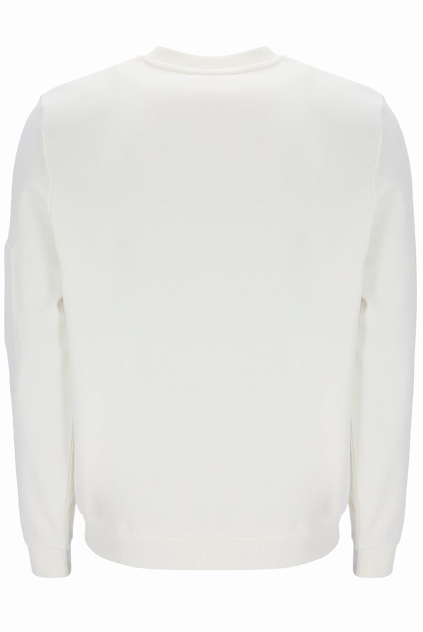White Fila John Sleeve Pocket Crew Men Sweatshirts | 7320RXKPE