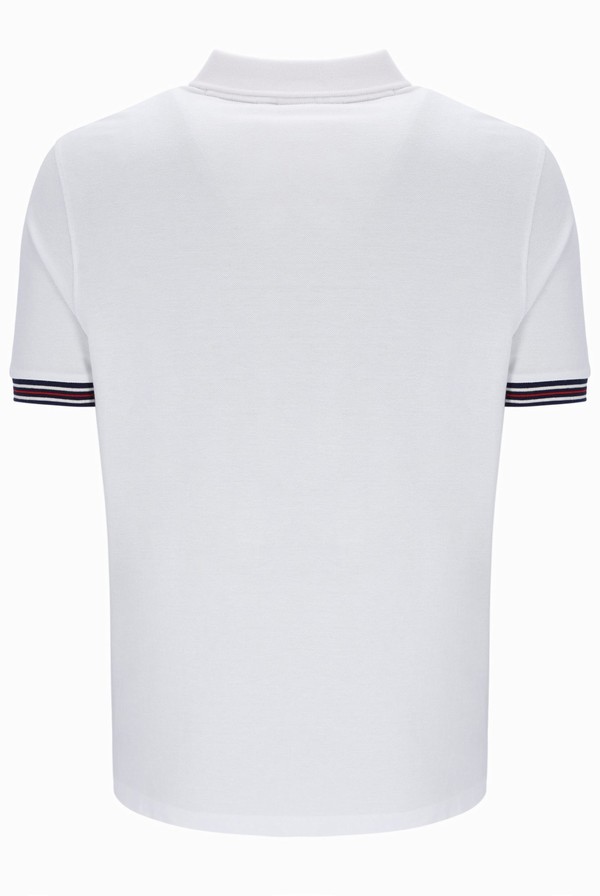 White Fila Omari Heritage Stripe Men Polo Shirts | 3701GCITY