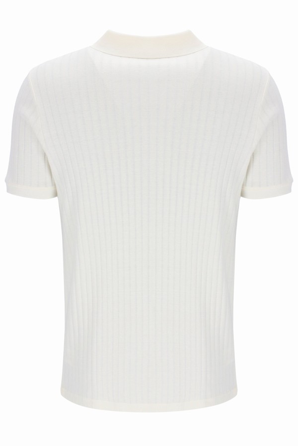 White Fila Rufus Textured Stripe Men Polo Shirts | 8106OGWMR