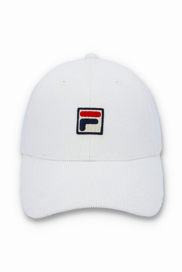White Fila Shylo Corduroy Baseball Men Caps | 7042AHUXT