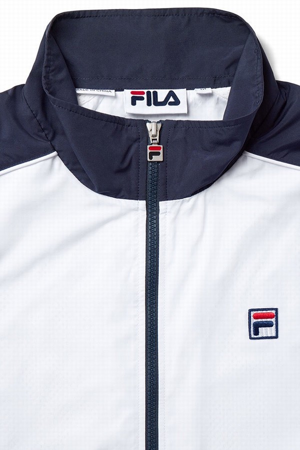 White / Blue Fila Bicolor Men Track Top | 6307YHFBI