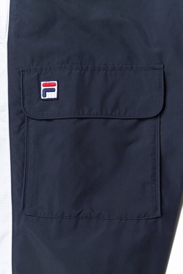 White / Navy Fila Bicolor Men Bottoms | 6538SDVWN