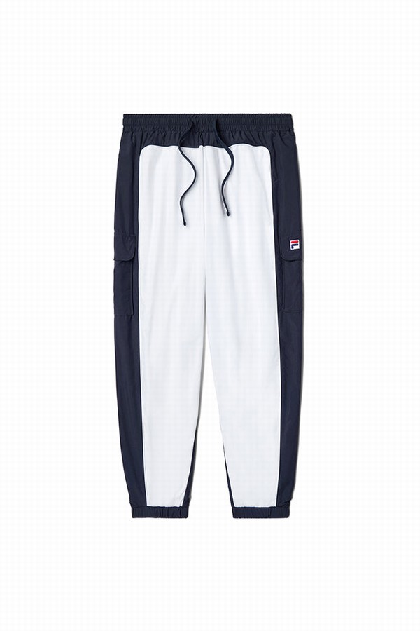 White / Navy Fila Bicolor Men Bottoms | 6538SDVWN