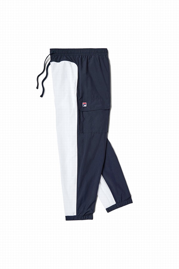 White / Navy Fila Bicolor Men Bottoms | 6538SDVWN