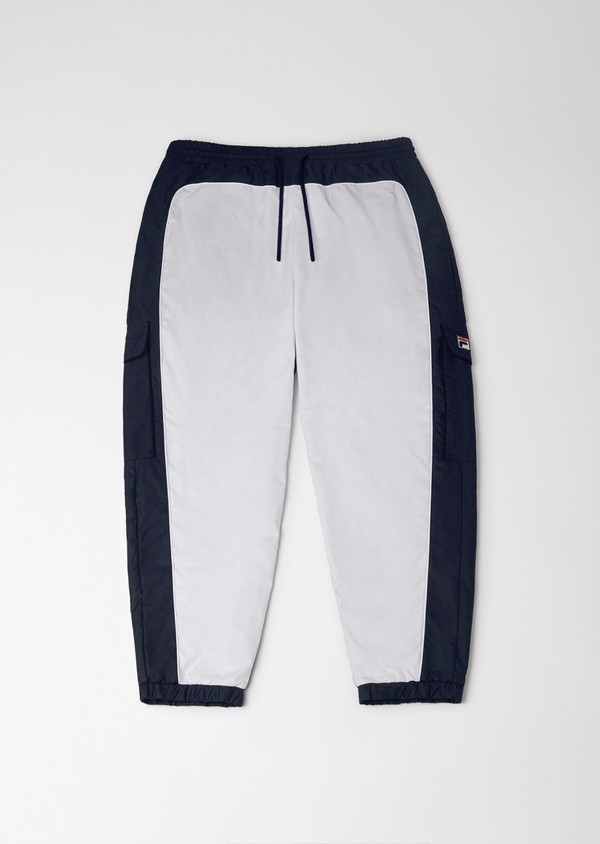 White / Navy Fila Bicolor Men Bottoms | 6538SDVWN