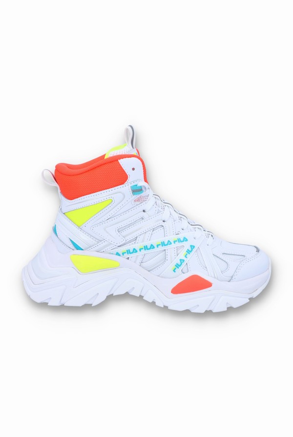 White / White / Multicolor Fila Electrove 2 High Women Trainers | 5796PUZWF