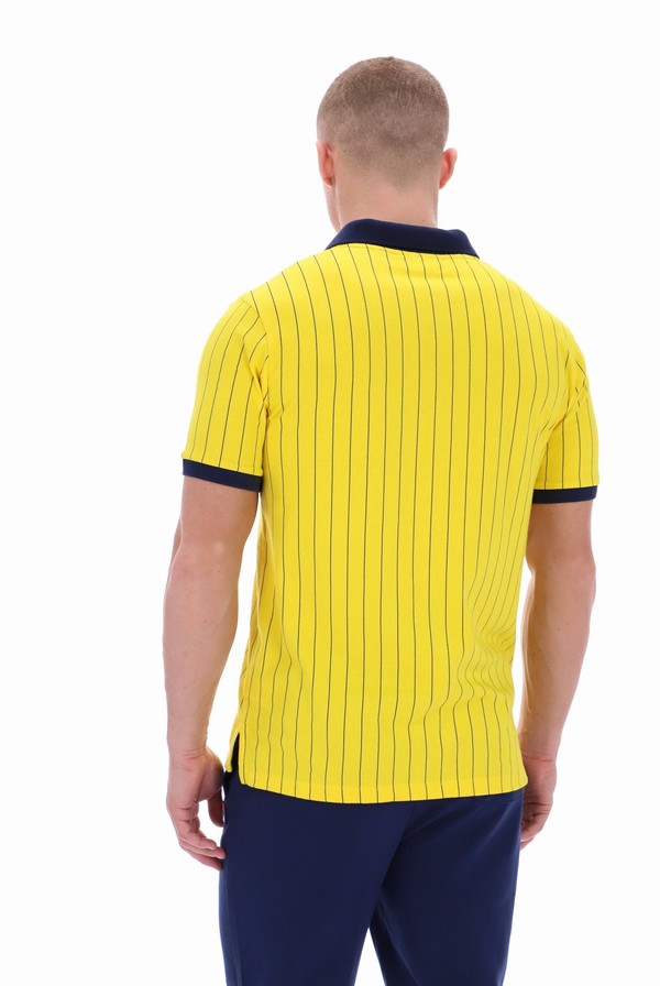 Yellow Fila BB1 Classic Vintage Striped Men Polo Shirts | 0614YOXTB