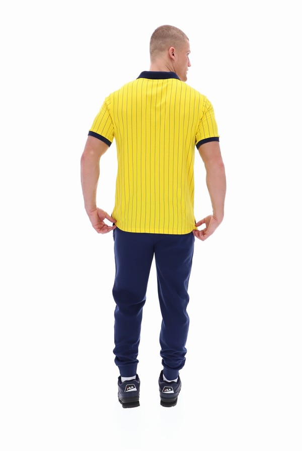 Yellow Fila BB1 Classic Vintage Striped Men Polo Shirts | 0614YOXTB